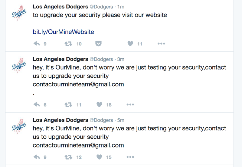 Illustration for article titled Dodgers' Twitter Account Hacked With Message About Upgrading Your Security